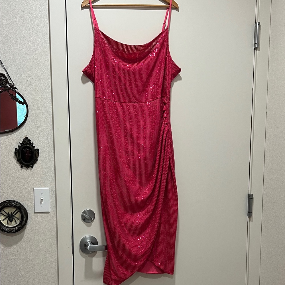 Glitter Spaghetti Strap Midi Dress